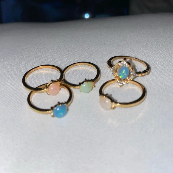5 pc Rhinestone Decor Rings - Picture 1 of 7